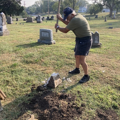 89 yr old Bill Klenklen working at cemetery!
