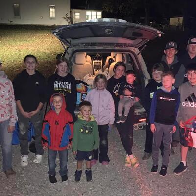 2023 Valley Falls Catholic Church Youth collecting food for the pantry.